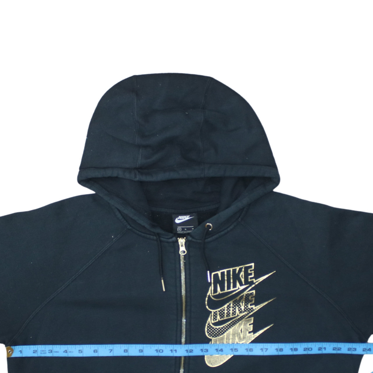Nike Women's Black Gold Full Zip Hoodie M Cotton Blend Casual