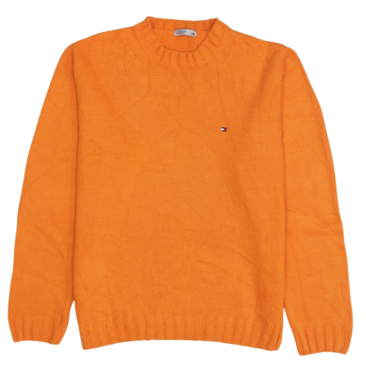 Tommy Hilfiger Denim Men's Orange Cotton Acrylic Crew Neck Jumper Size S