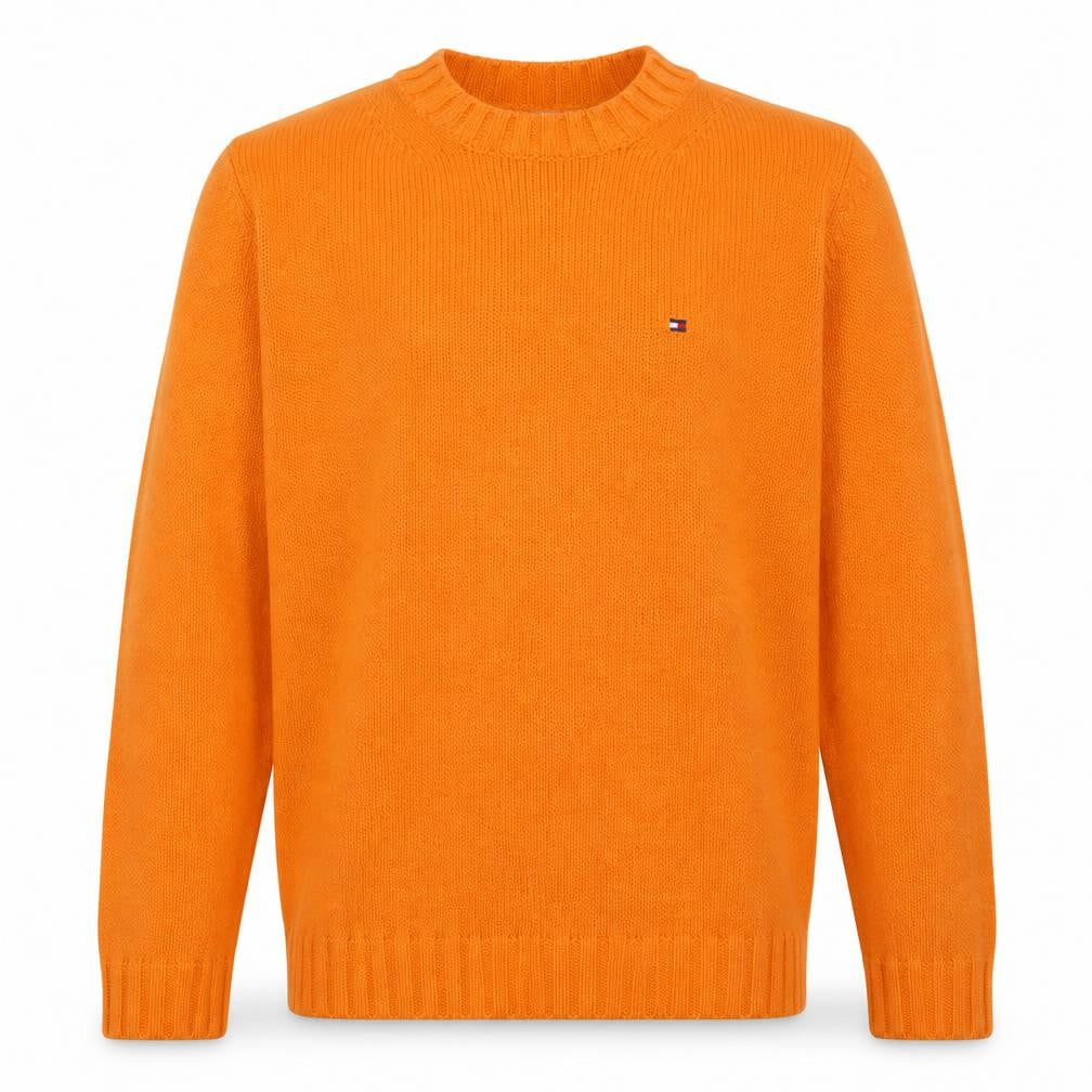 Tommy Hilfiger Denim Men's Orange Cotton Acrylic Crew Neck Jumper Size S