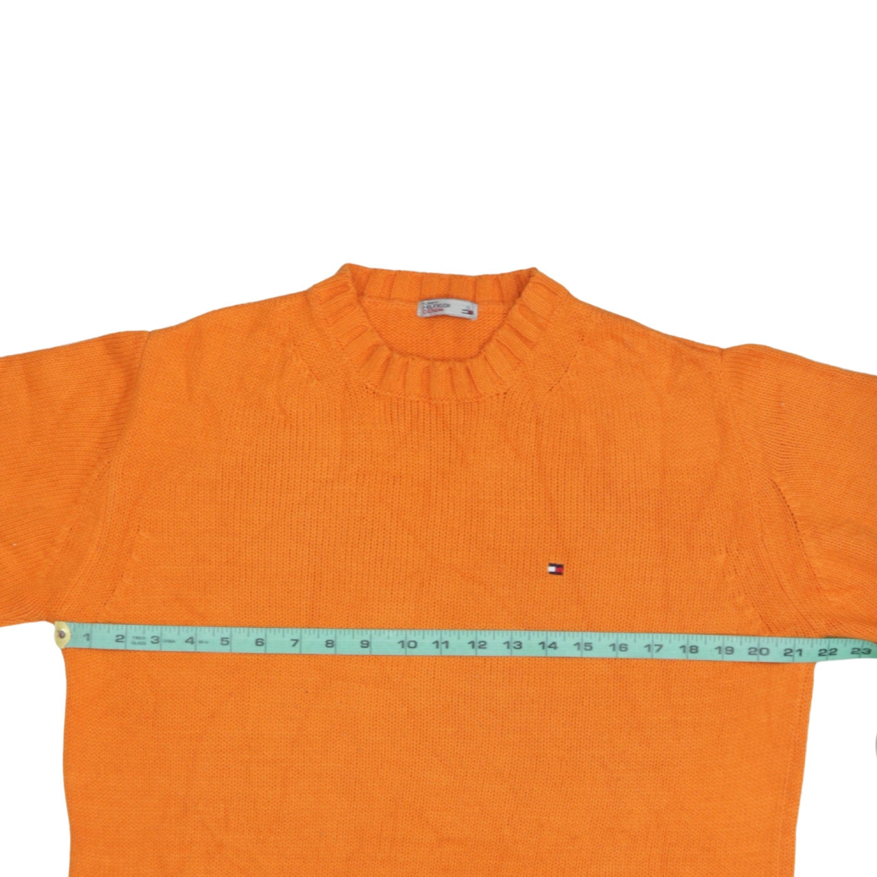Tommy Hilfiger Denim Men's Orange Cotton Acrylic Crew Neck Jumper Size S