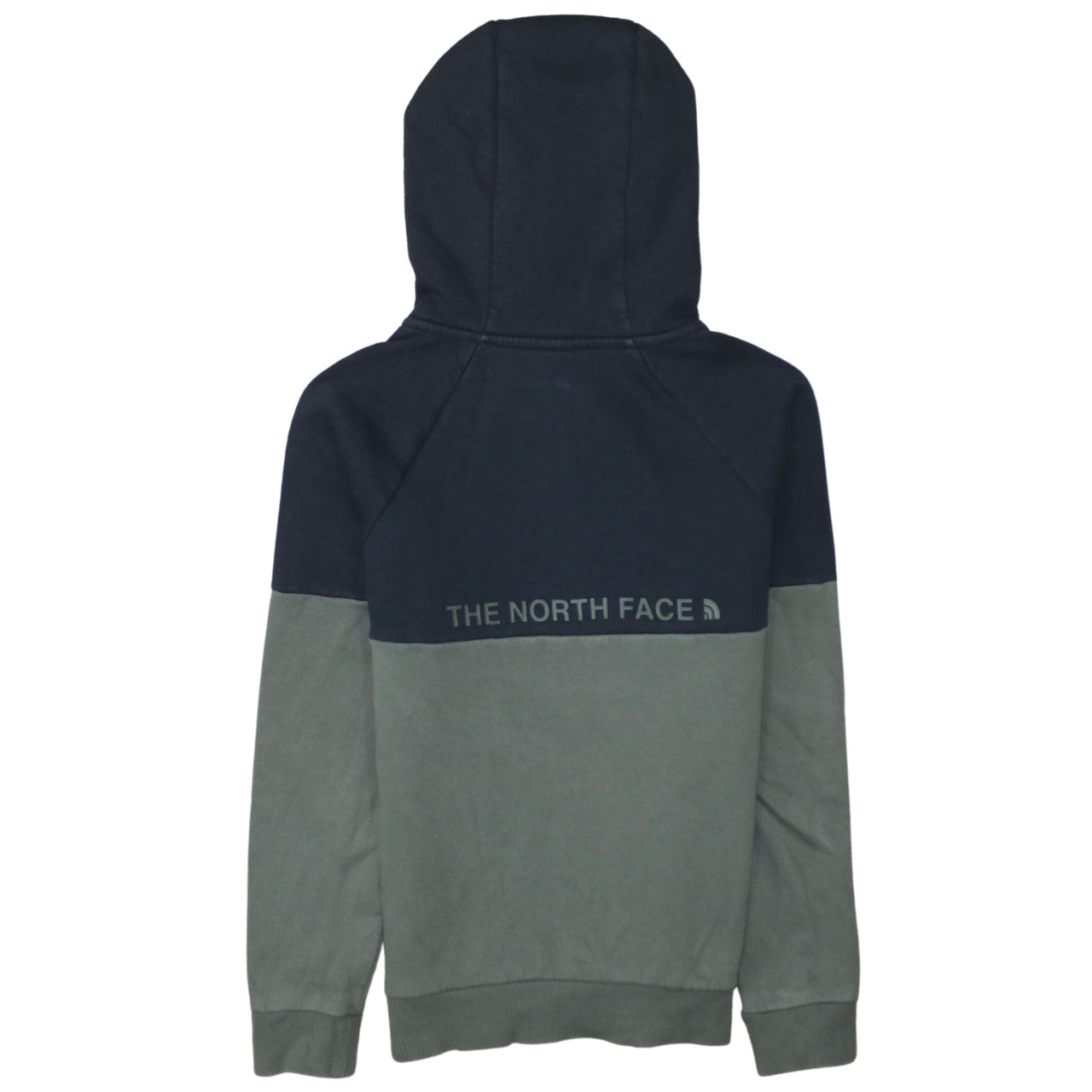 The North Face Boys Green Pullover Hoodie L Colourblock Logo Sweatshirt