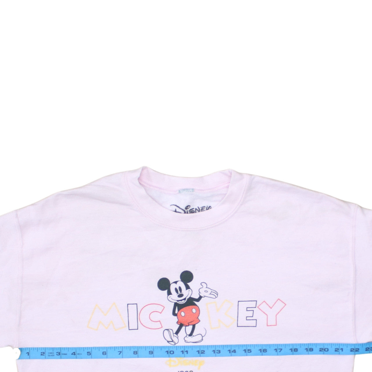 Disney Women Pink Mickey Mouse Sweatshirt Size 8 Cotton Crew Neck