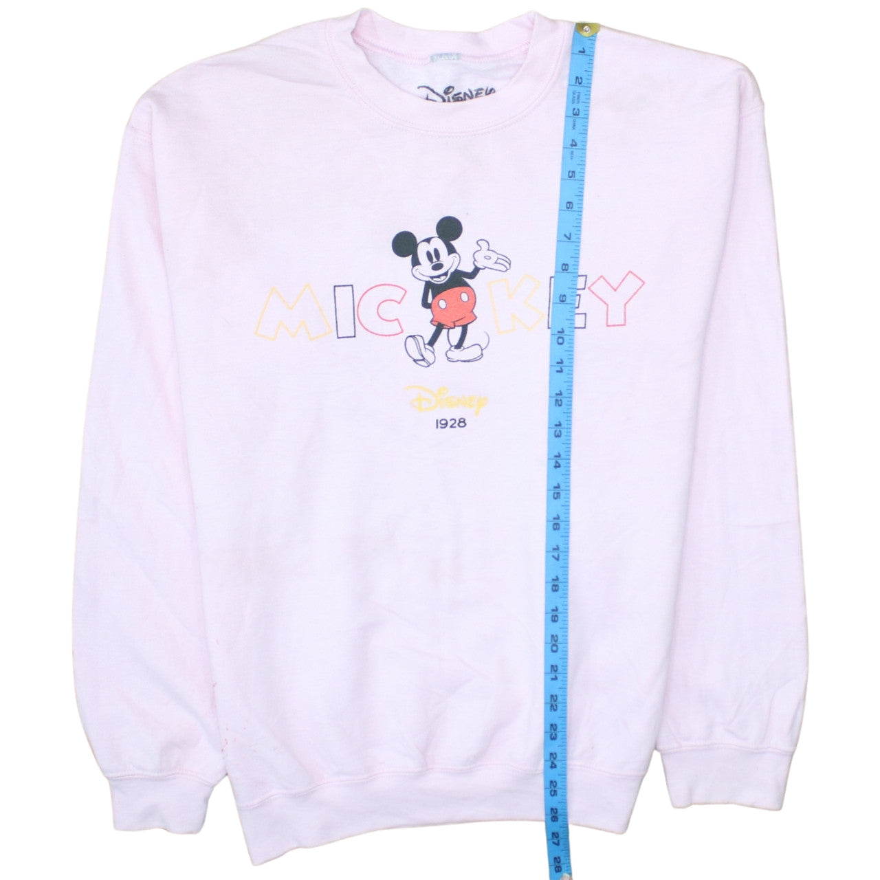 Disney Women Pink Mickey Mouse Sweatshirt Size 8 Cotton Crew Neck