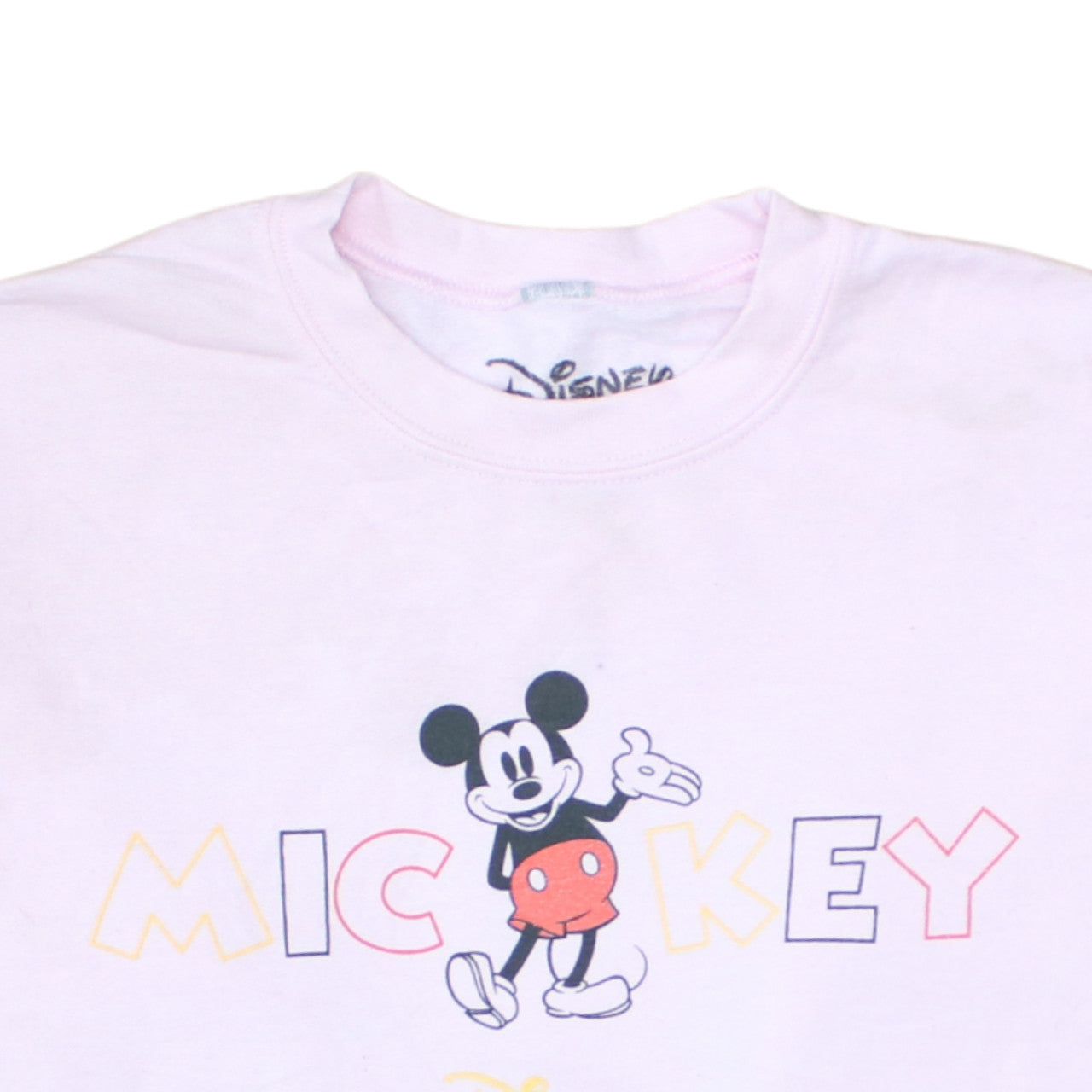 Disney Women Pink Mickey Mouse Sweatshirt Size 8 Cotton Crew Neck