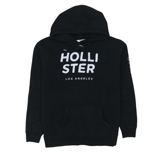 Hollister Mens Black Pullover Hoodie L Logo Graphic Fleece Sweatshirt