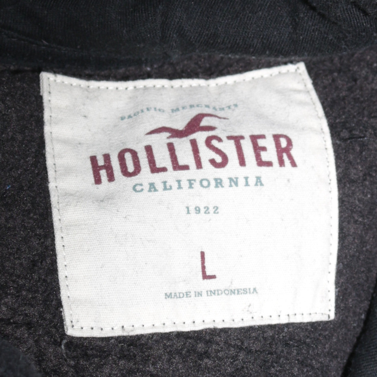 Hollister Mens Black Pullover Hoodie L Logo Graphic Fleece Sweatshirt
