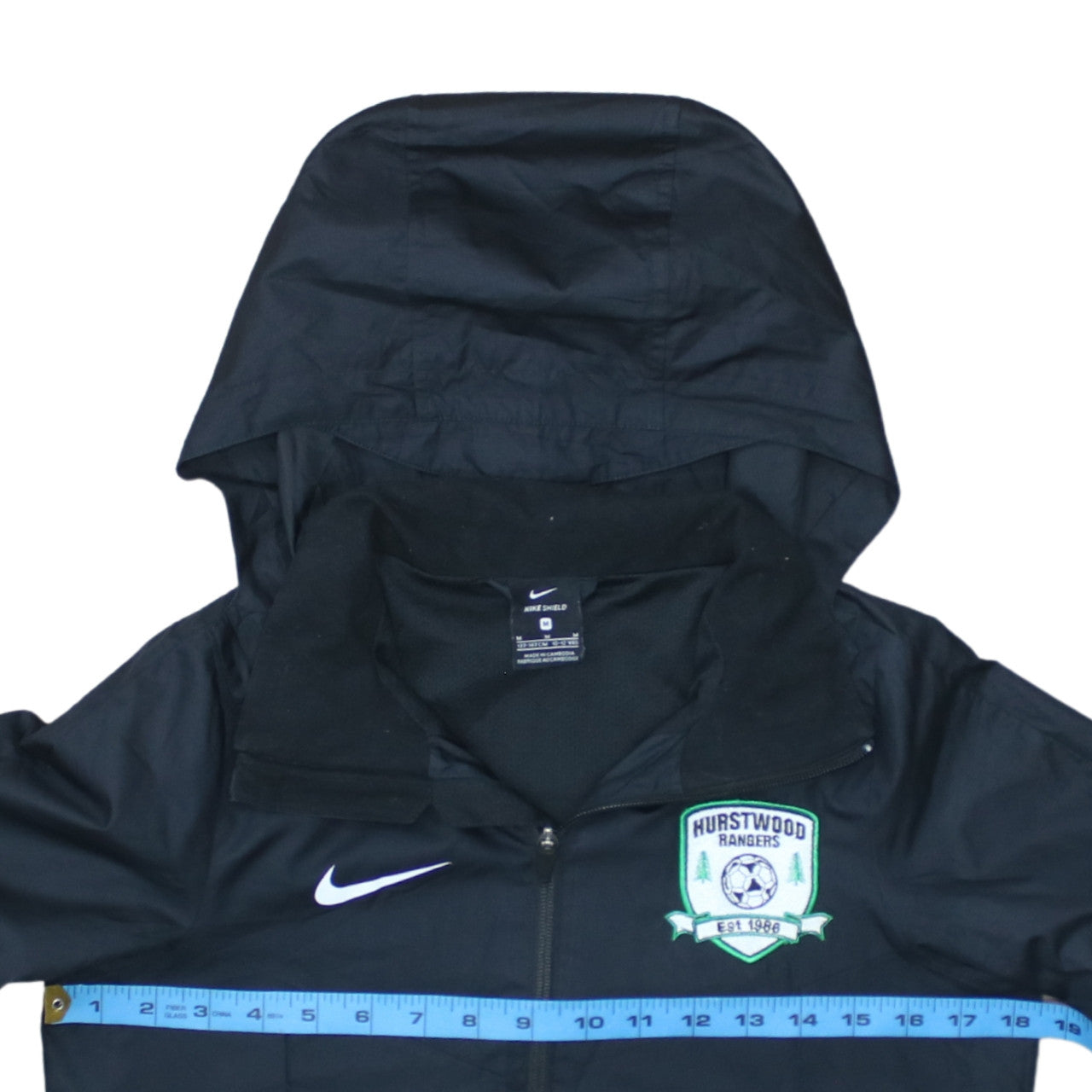 Nike Boys Black Hooded Windbreaker Jacket 10-12 Years Water Resistant Football