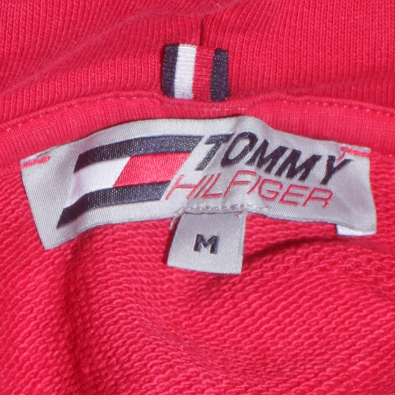 Tommy Hilfiger Men's Red Pullover Hoodie M Logo Fleece Sweatshirt