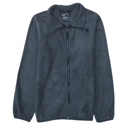 Additional front view of The North Face boys’ black fleece full zip jacket, size M