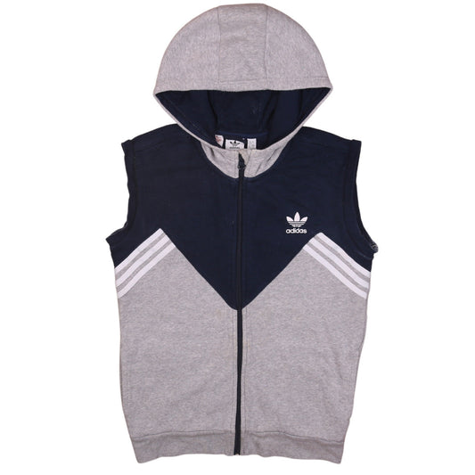 Adidas Boys Grey & Navy Full Zip Sleeveless Hoodie Age 13-14 Years