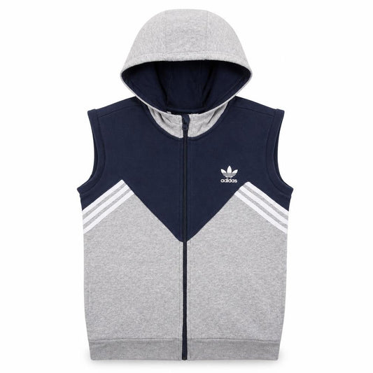 Adidas Boys Grey & Navy Full Zip Sleeveless Hoodie Age 13-14 Years