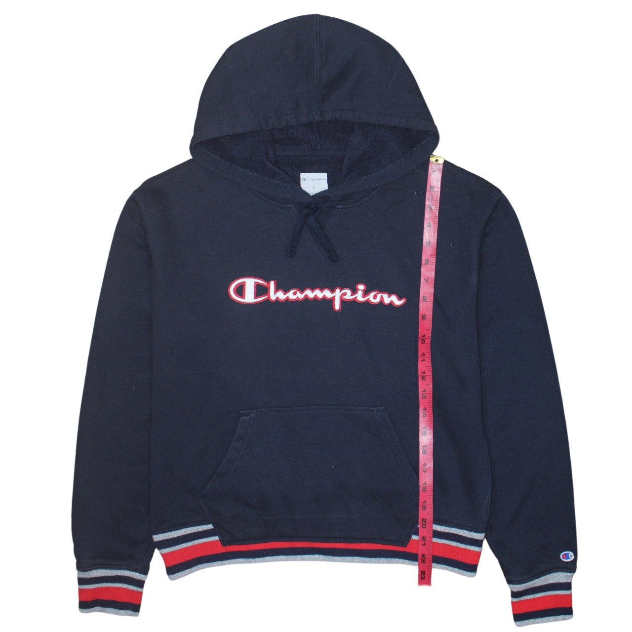 Champion Womens Navy Blue Pullover Hoodie Size L Embroidered Logo
