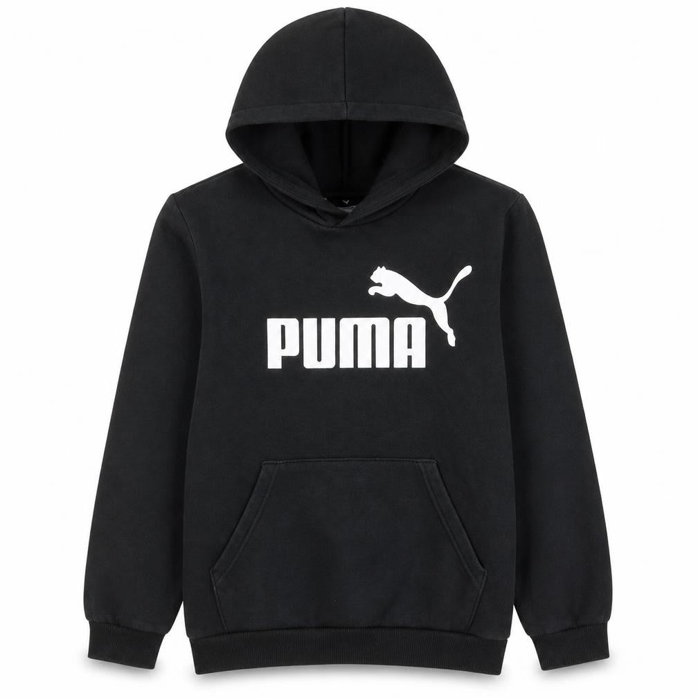 Puma Boys Black Pullover Hoodie 13-14 Years Regular Fit Logo Fleece