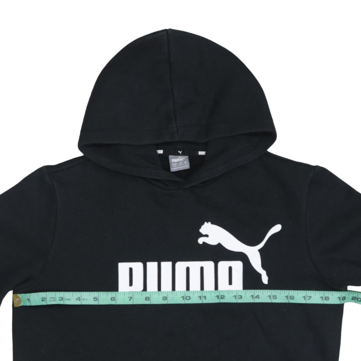 Puma Boys Black Pullover Hoodie 13-14 Years Regular Fit Logo Fleece