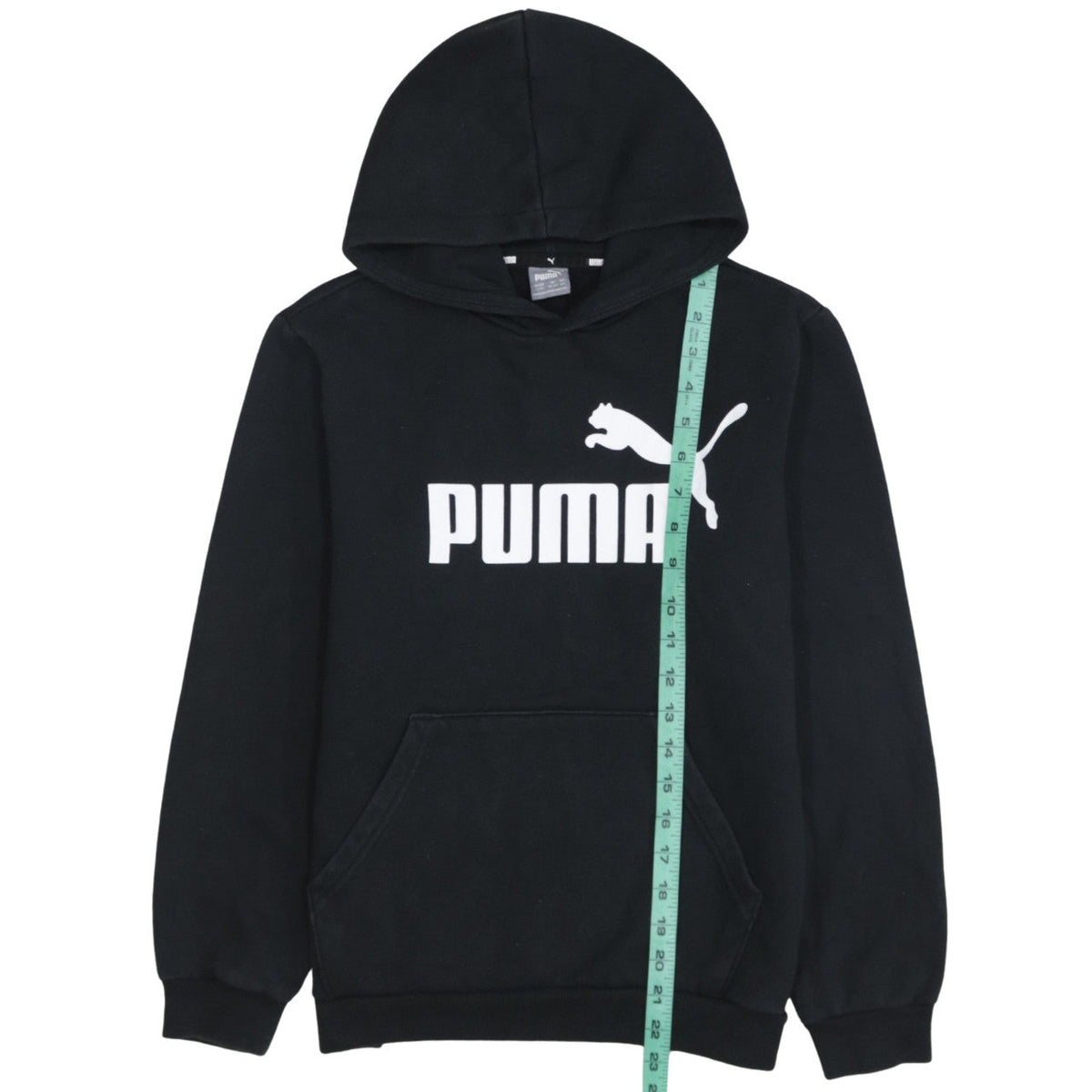 Puma Boys Black Pullover Hoodie 13-14 Years Regular Fit Logo Fleece