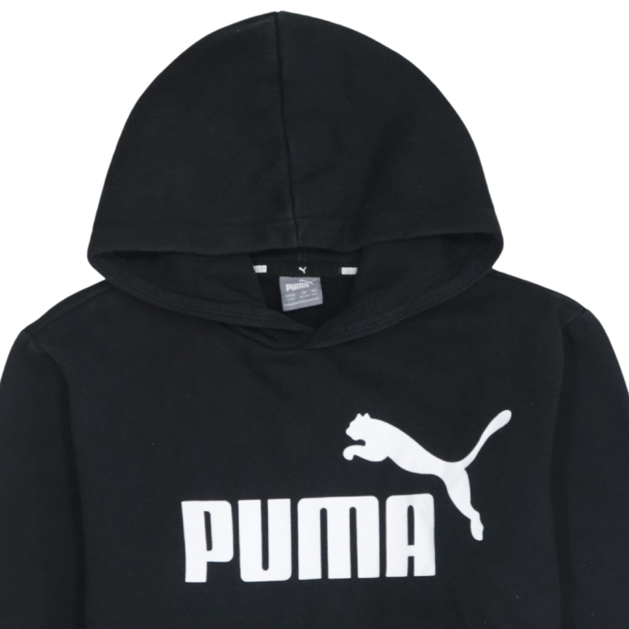 Puma Boys Black Pullover Hoodie 13-14 Years Regular Fit Logo Fleece