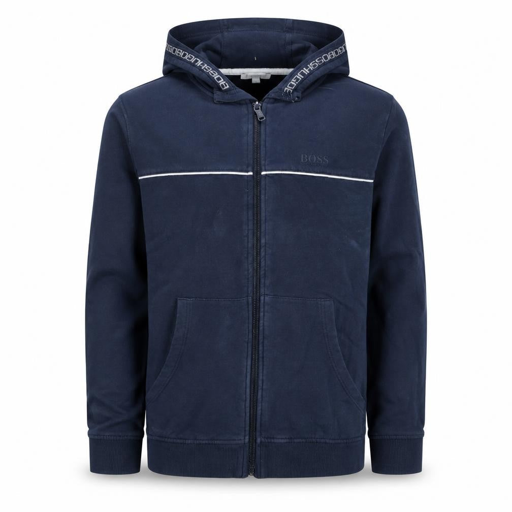 Hugo Boss Boys Blue Full Zip Hoodie Size 14 Years Regular Fit