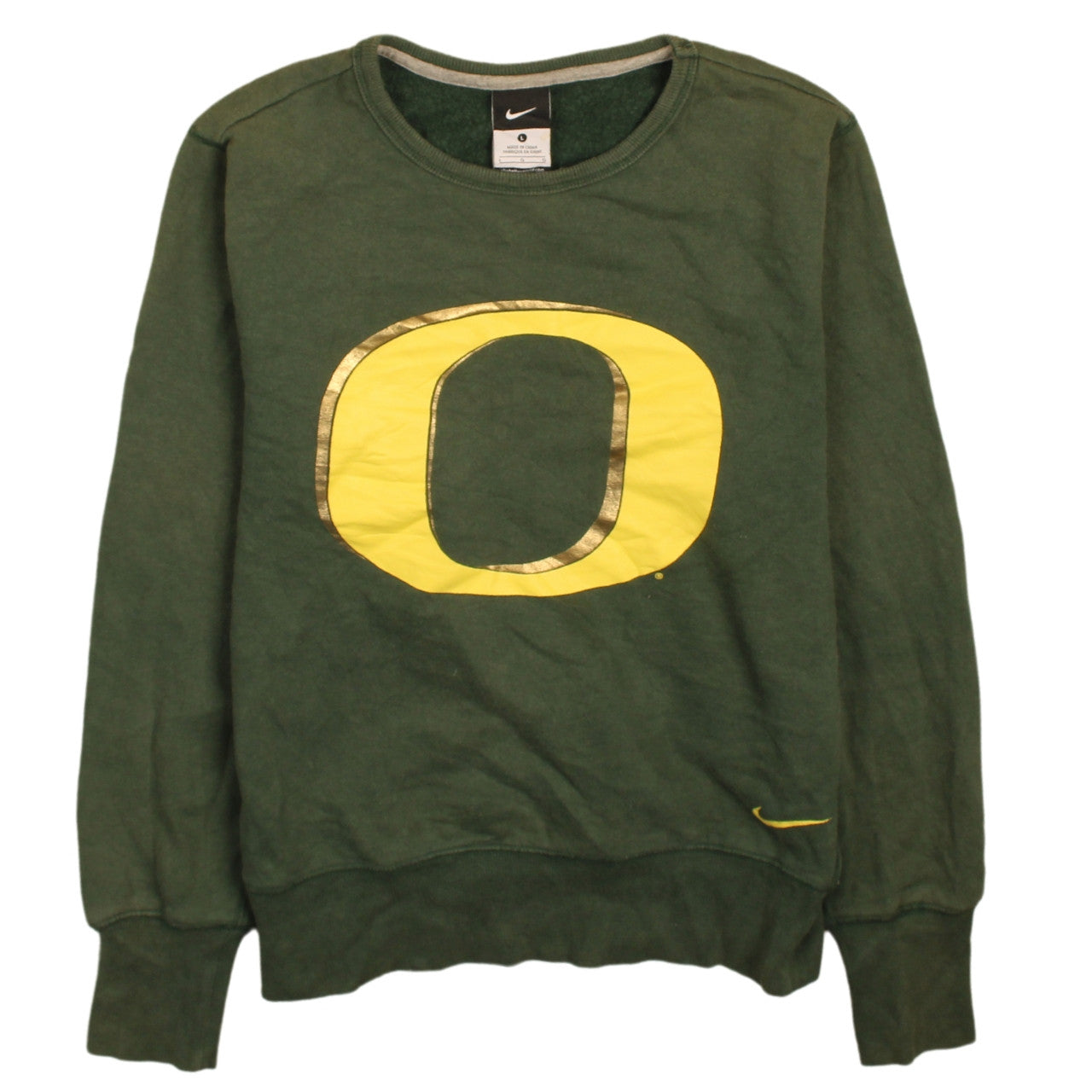 Nike Green Unisex Kids L Pullover Sweatshirt with Logo Print