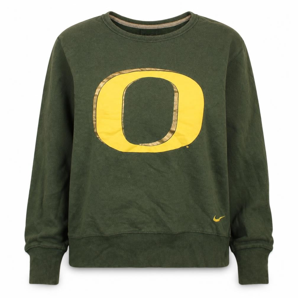 Nike Green Unisex Kids L Pullover Sweatshirt with Logo Print