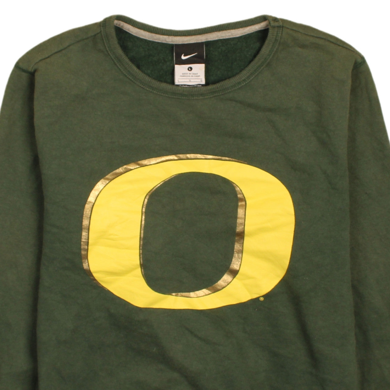Nike Green Unisex Kids L Pullover Sweatshirt with Logo Print