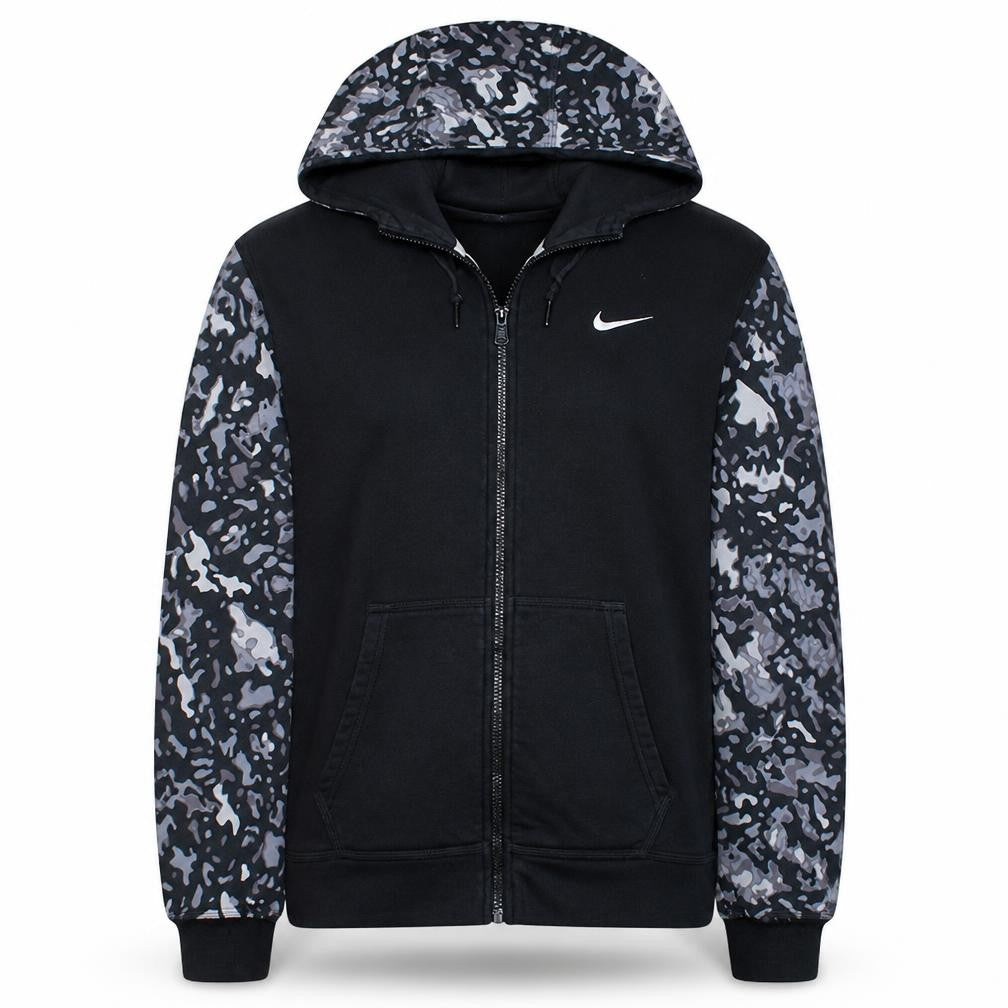 Nike Women’s Black Camouflage Full Zip Hoodie Small Cotton Blend