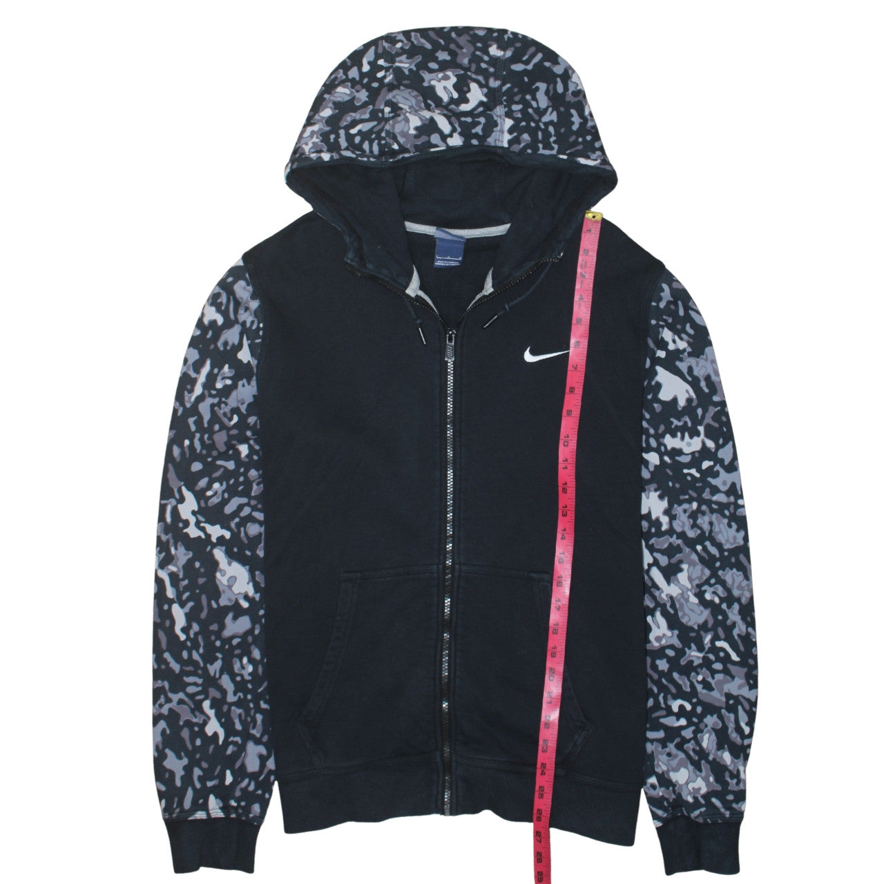 Nike Women’s Black Camouflage Full Zip Hoodie Small Cotton Blend