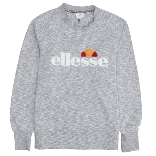 Ellesse Women Grey Logo Sweatshirt Small Pullover Crew Neck