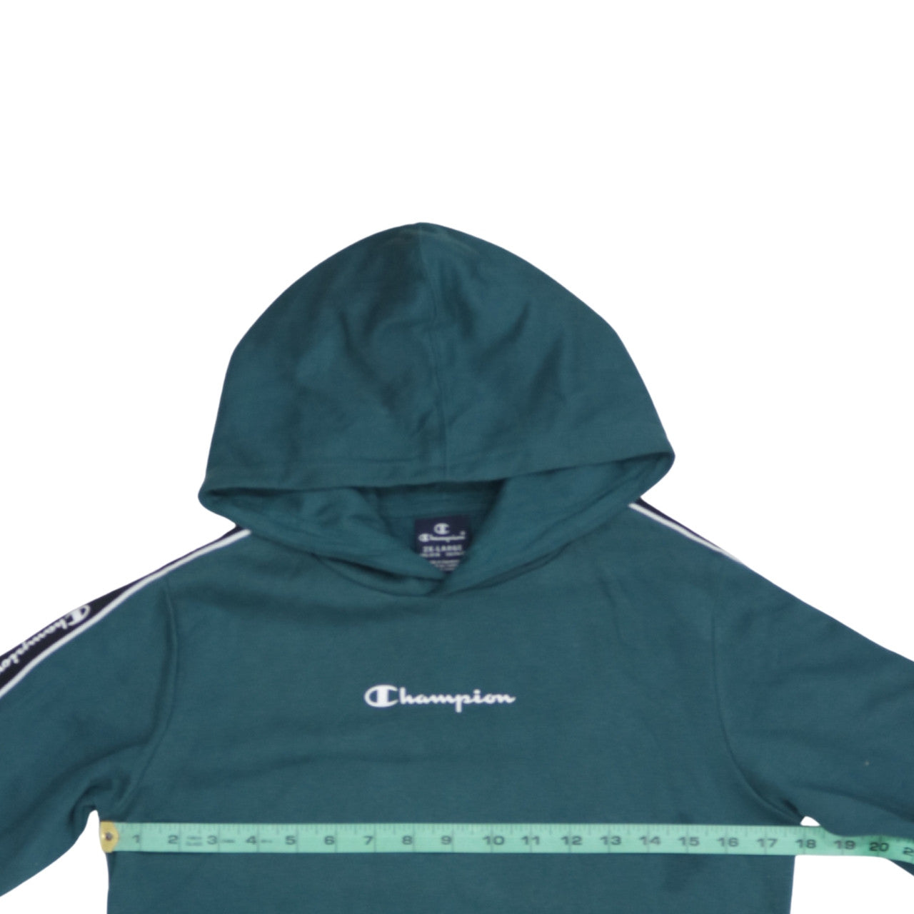 Champion Boys Green 15-16 Years Pullover Hoodie with Logo Tape Details