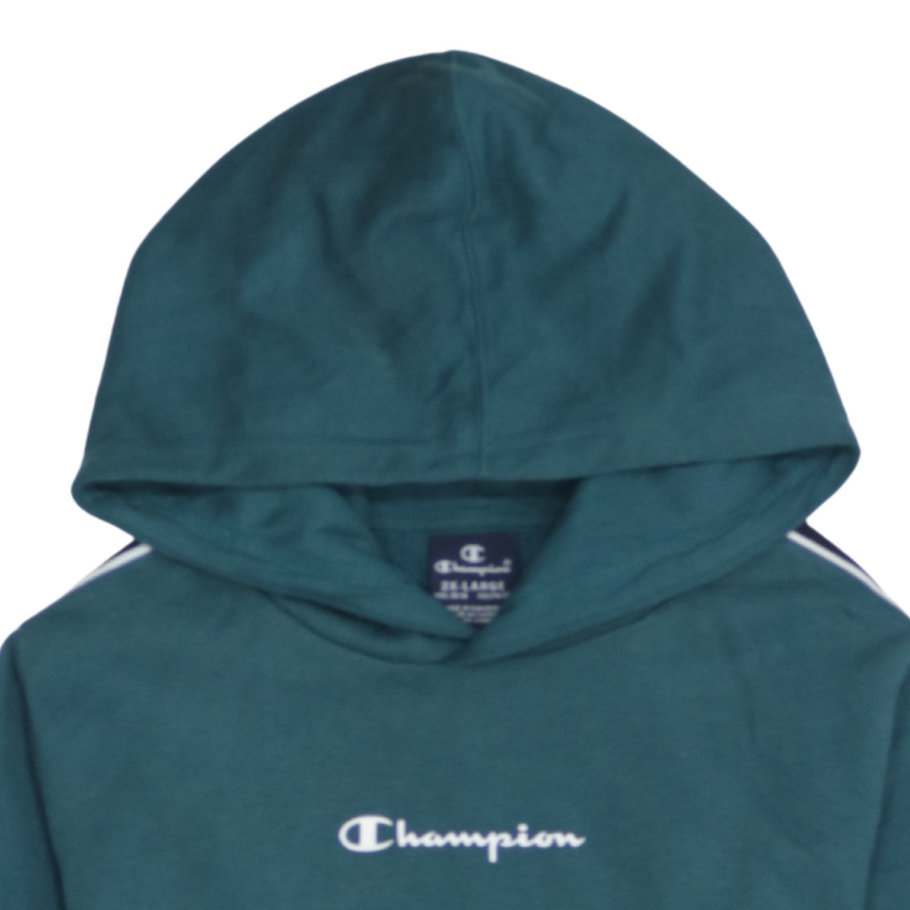 Champion Boys Green 15-16 Years Pullover Hoodie with Logo Tape Details