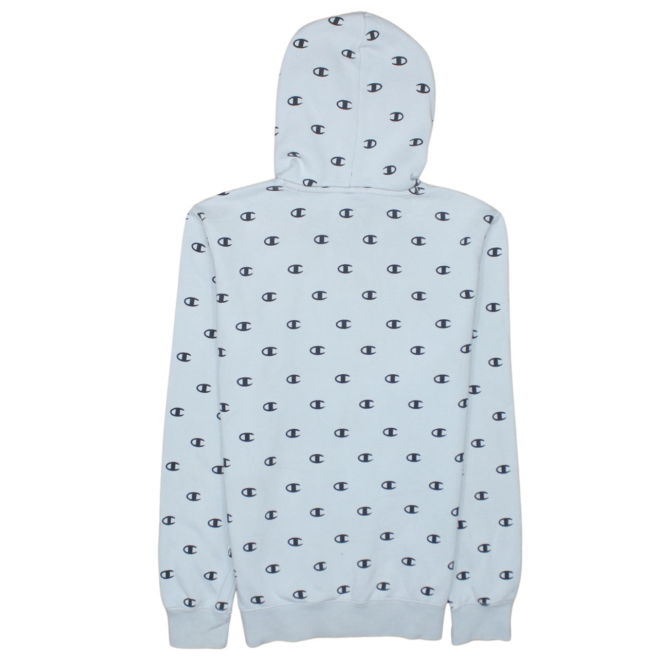 Champion Women’s Light Blue XS Pullover Hoodie All Over Logo Print