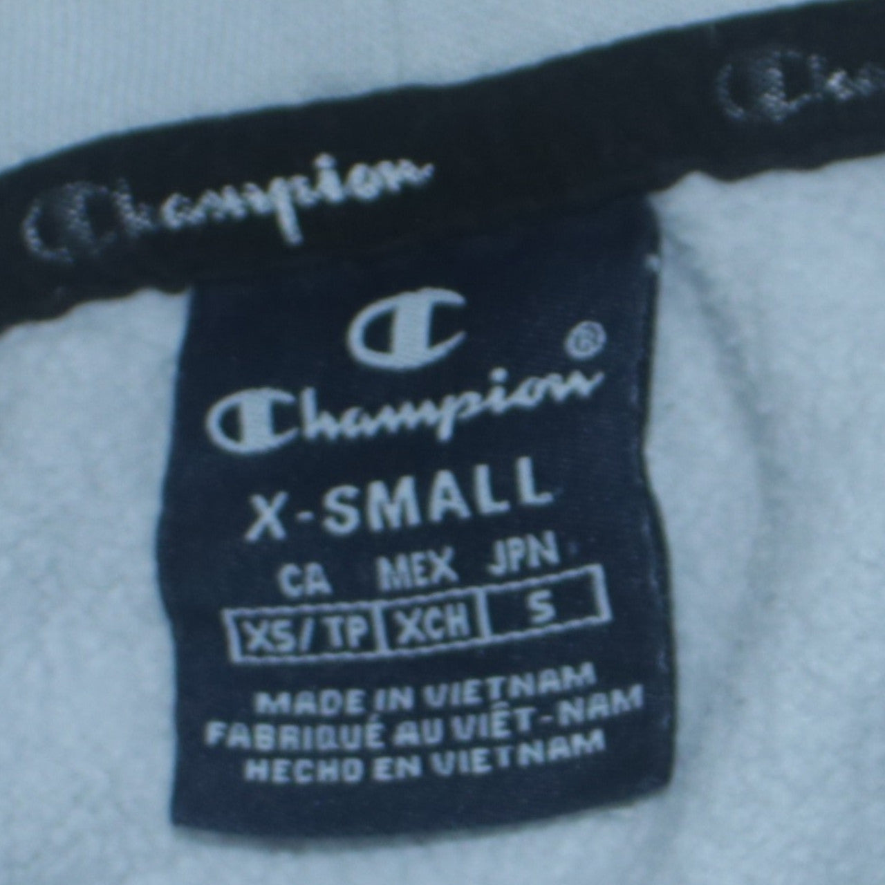 Champion Women’s Light Blue XS Pullover Hoodie All Over Logo Print