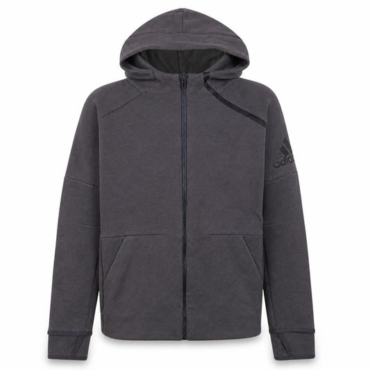 Adidas Boys Grey Full Zip Hoodie 11-12 Years Regular Fit Hooded Sweatshirt