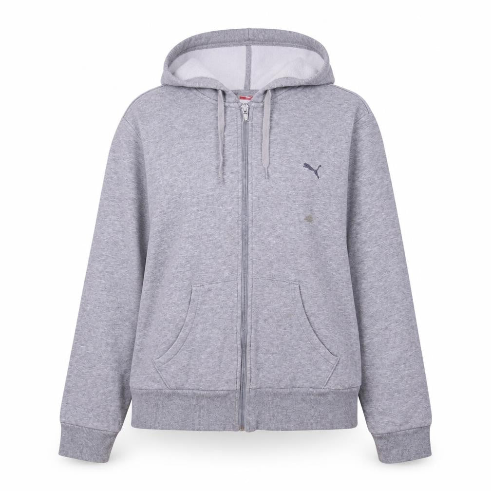 Puma Womens Grey Full Zip Hoodie Size 18 Lined Casual Sweatshirt