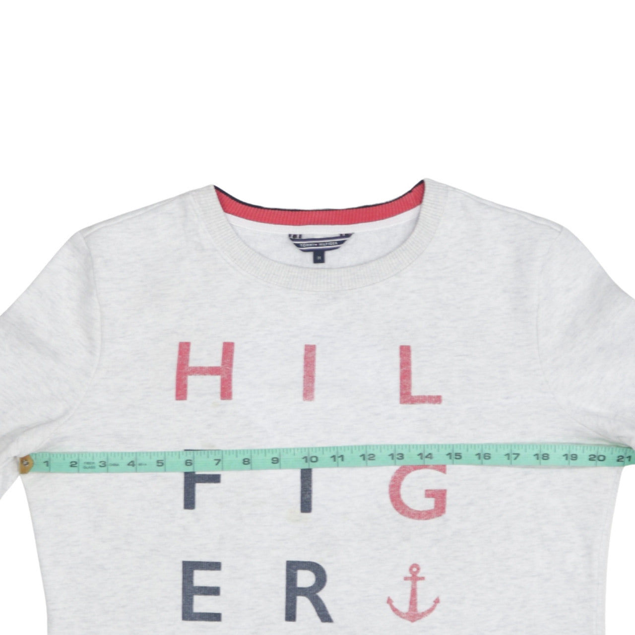 Tommy Hilfiger Womens Grey Logo Sweatshirt M Crew Neck Cotton Blend