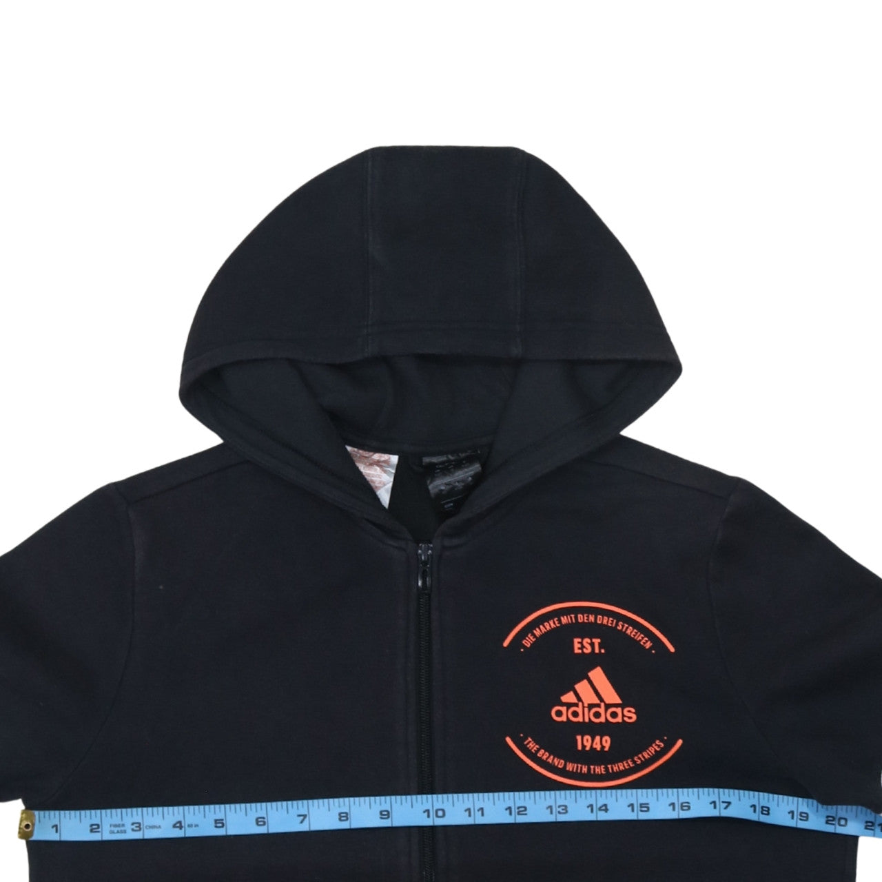 Adidas Boys Black Full Zip Hoodie 11-12 Years Cotton Blend Sportswear