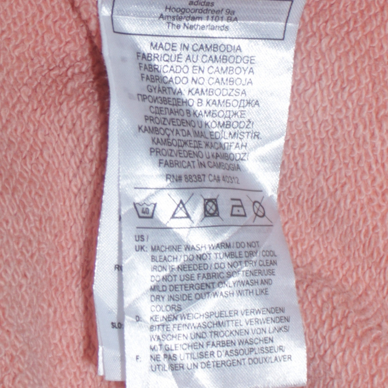 Adidas Women Peach Hoodie Size 10 Pullover Hooded Logo Sweatshirt
