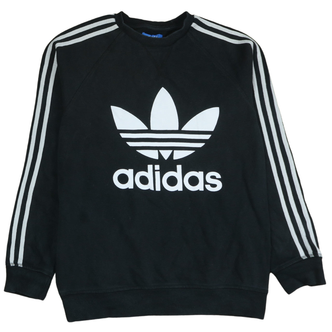 Adidas Mens Black S Pullover Sweatshirt with Logo Stripes