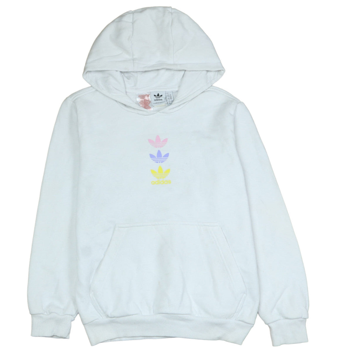 Adidas Girls White Hooded Pullover Sweatshirt 11-12 Years Graphic Print