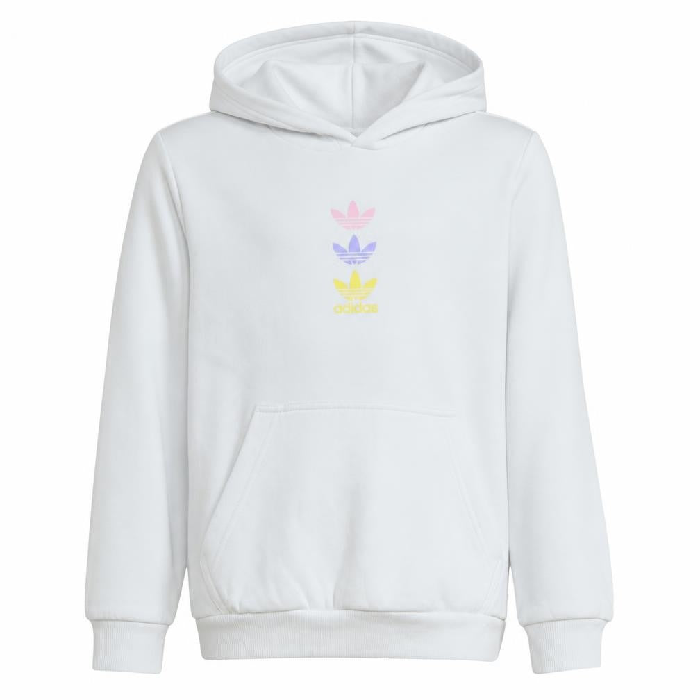Adidas Girls White Hooded Pullover Sweatshirt 11-12 Years Graphic Print