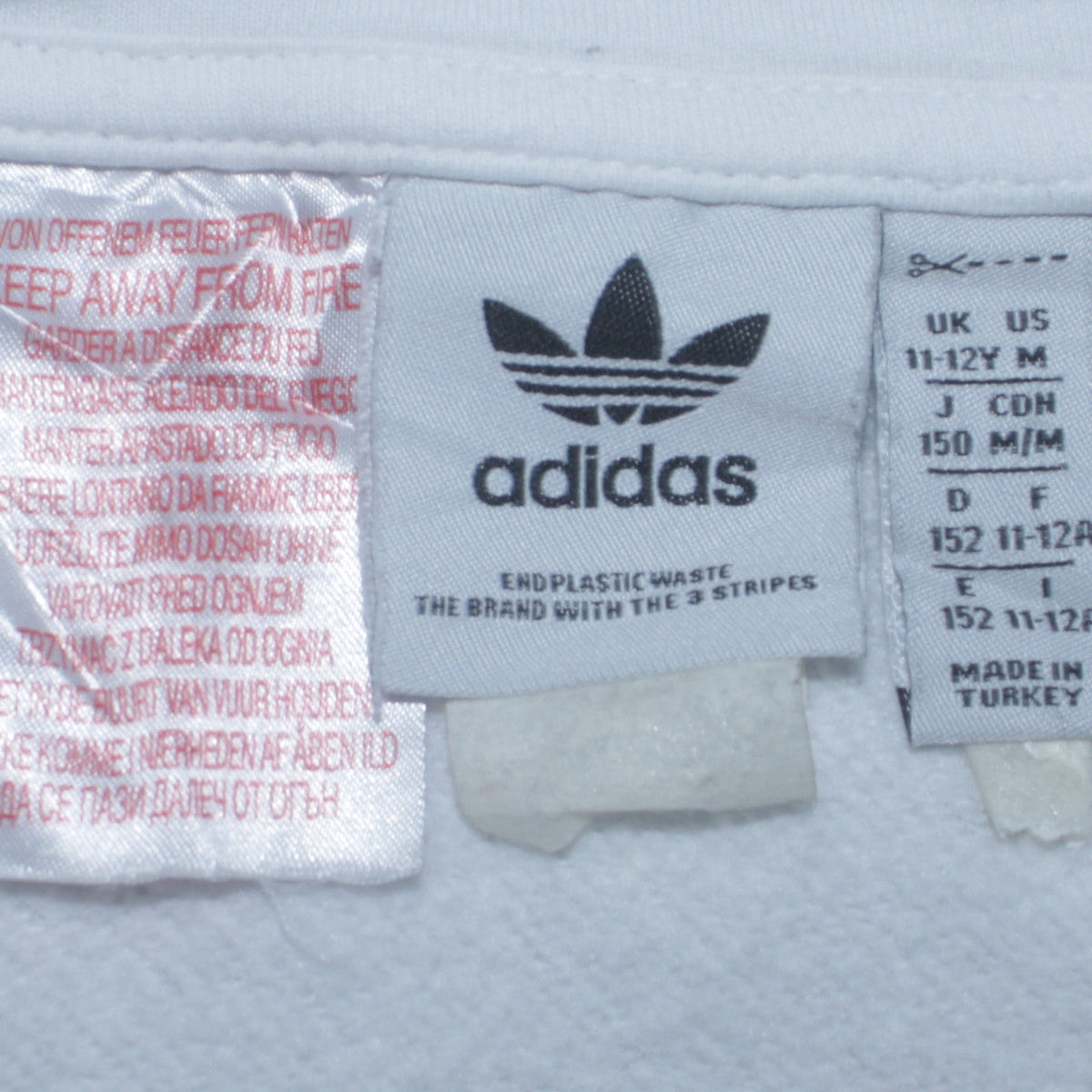 Adidas Girls White Hooded Pullover Sweatshirt 11-12 Years Graphic Print