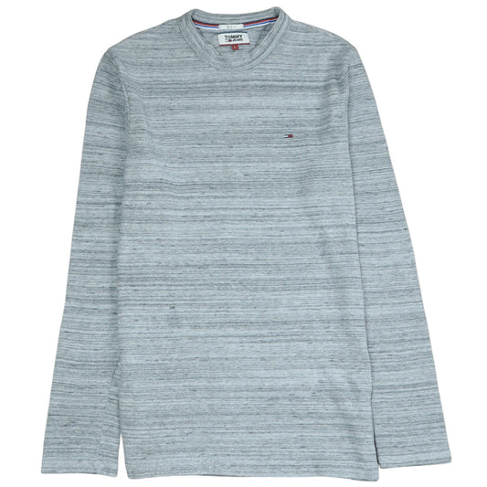 Tommy Jeans Men's Grey Cotton Crew Neck Pullover Jumper L
