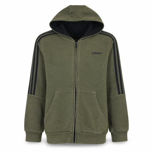 adidas Boys Green Full Zip Hoodie 13-14 Years Fleece Sports Sweatshirt