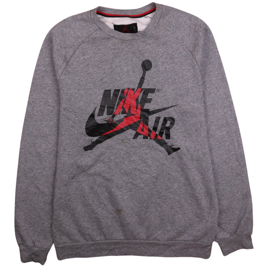 Nike Jordan Mens Grey Crew Neck Logo Pullover Sweatshirt M