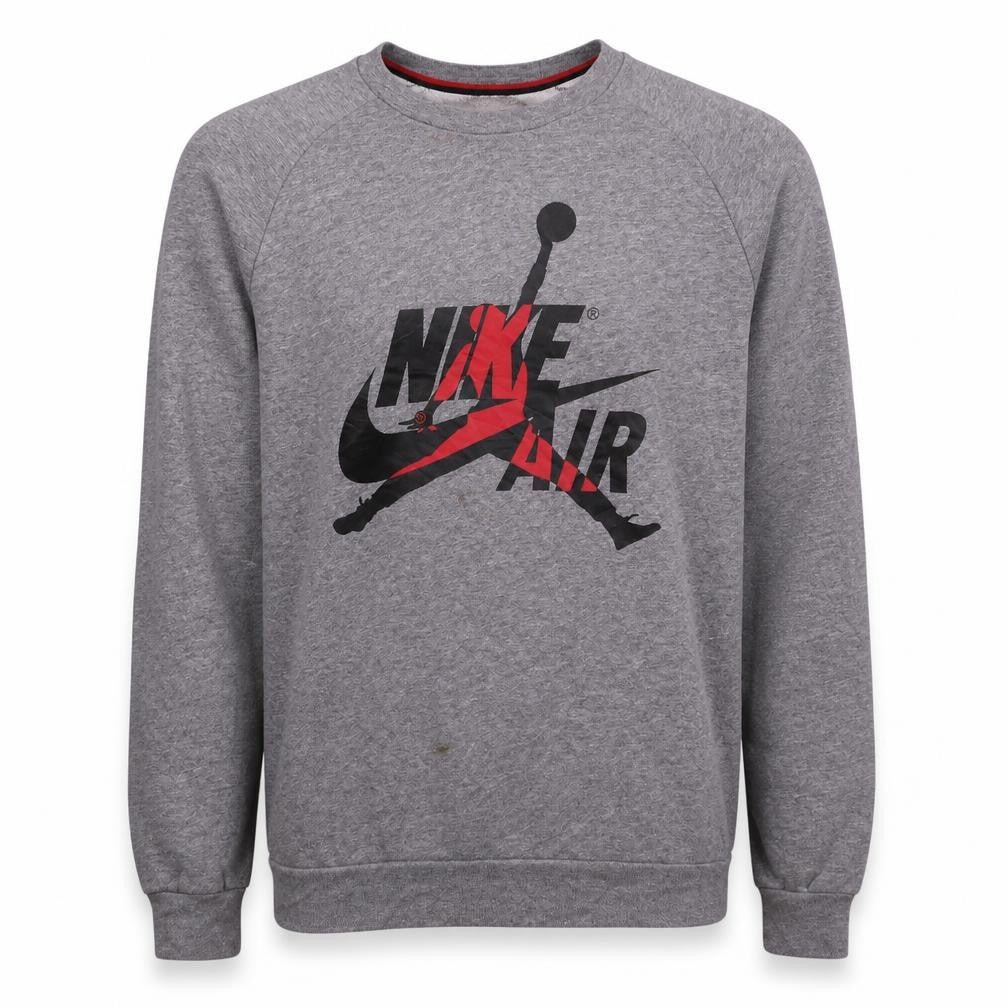 Nike Jordan Mens Grey Crew Neck Logo Pullover Sweatshirt M
