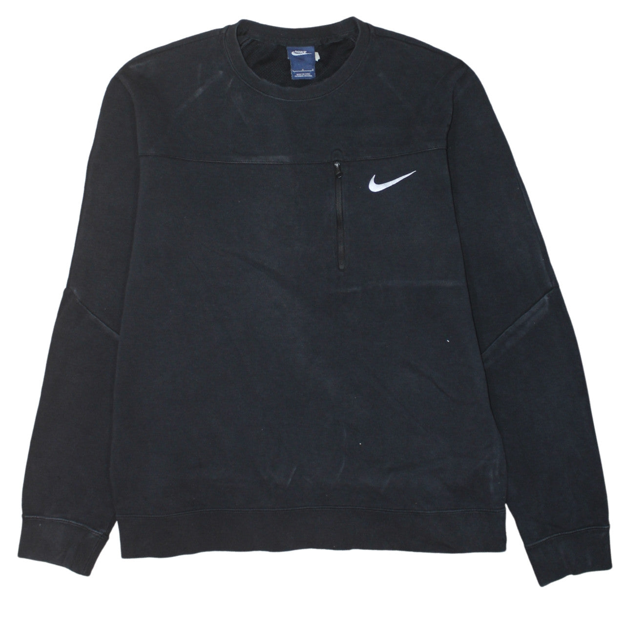 Nike Men's Black L Pullover Crew Neck Zip Pocket Sweatshirt