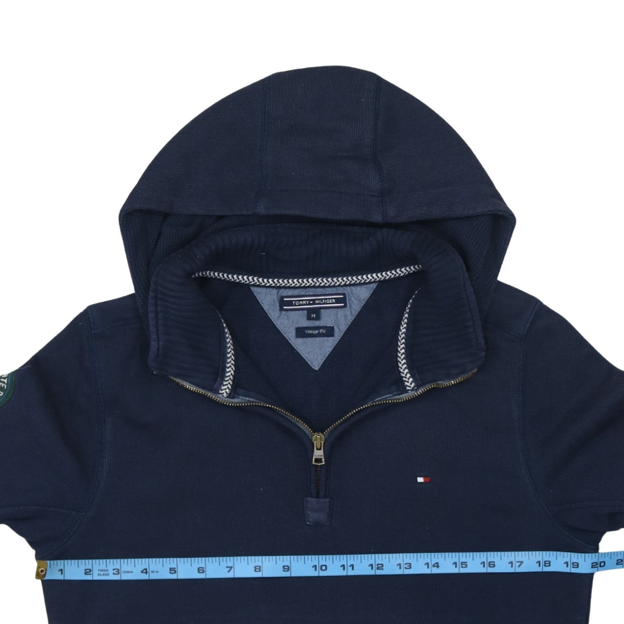 Tommy Hilfiger Men's Blue 1/2 Zip Hoodie Vintage Fit M Classic