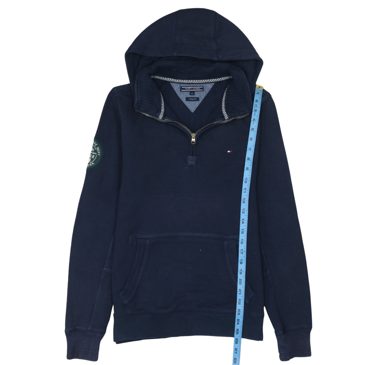 Tommy Hilfiger Men's Blue 1/2 Zip Hoodie Vintage Fit M Classic