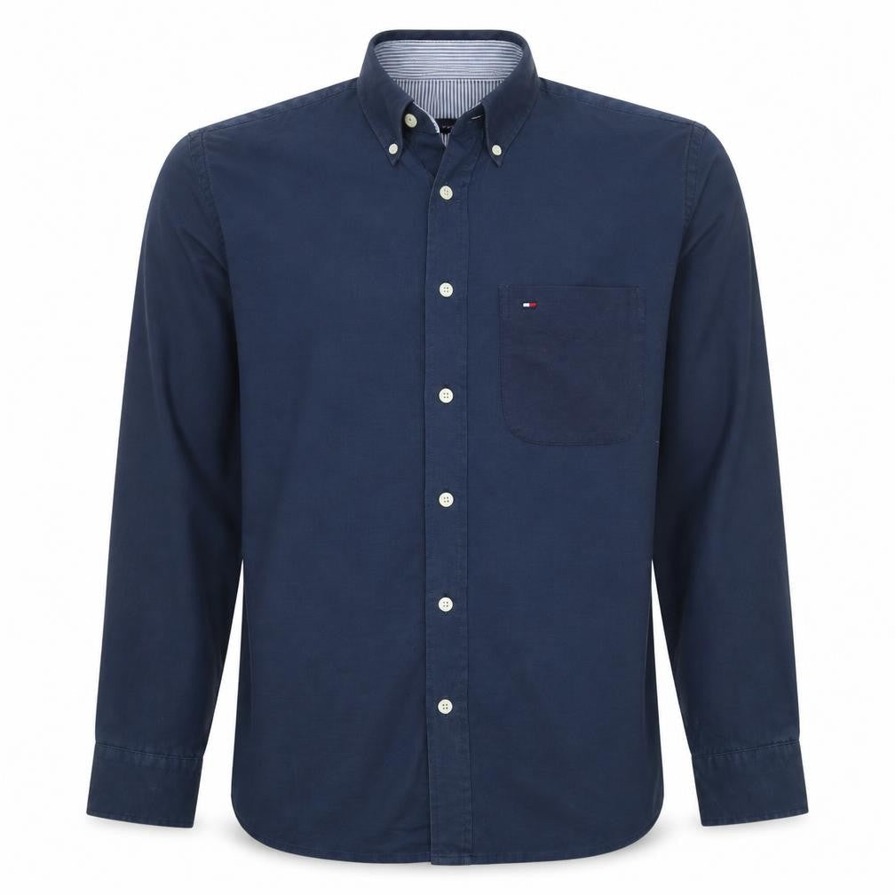Tommy Hilfiger Men's Blue Long Sleeve Button-Down Cotton Shirt M