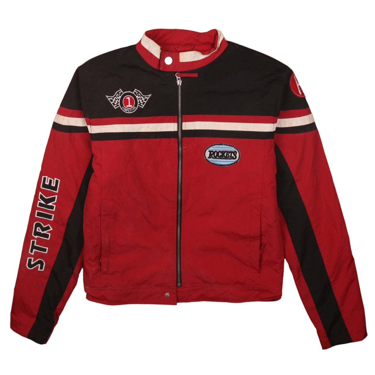 VD Fashion Womens Red Black Racing Motorcycle Jacket M