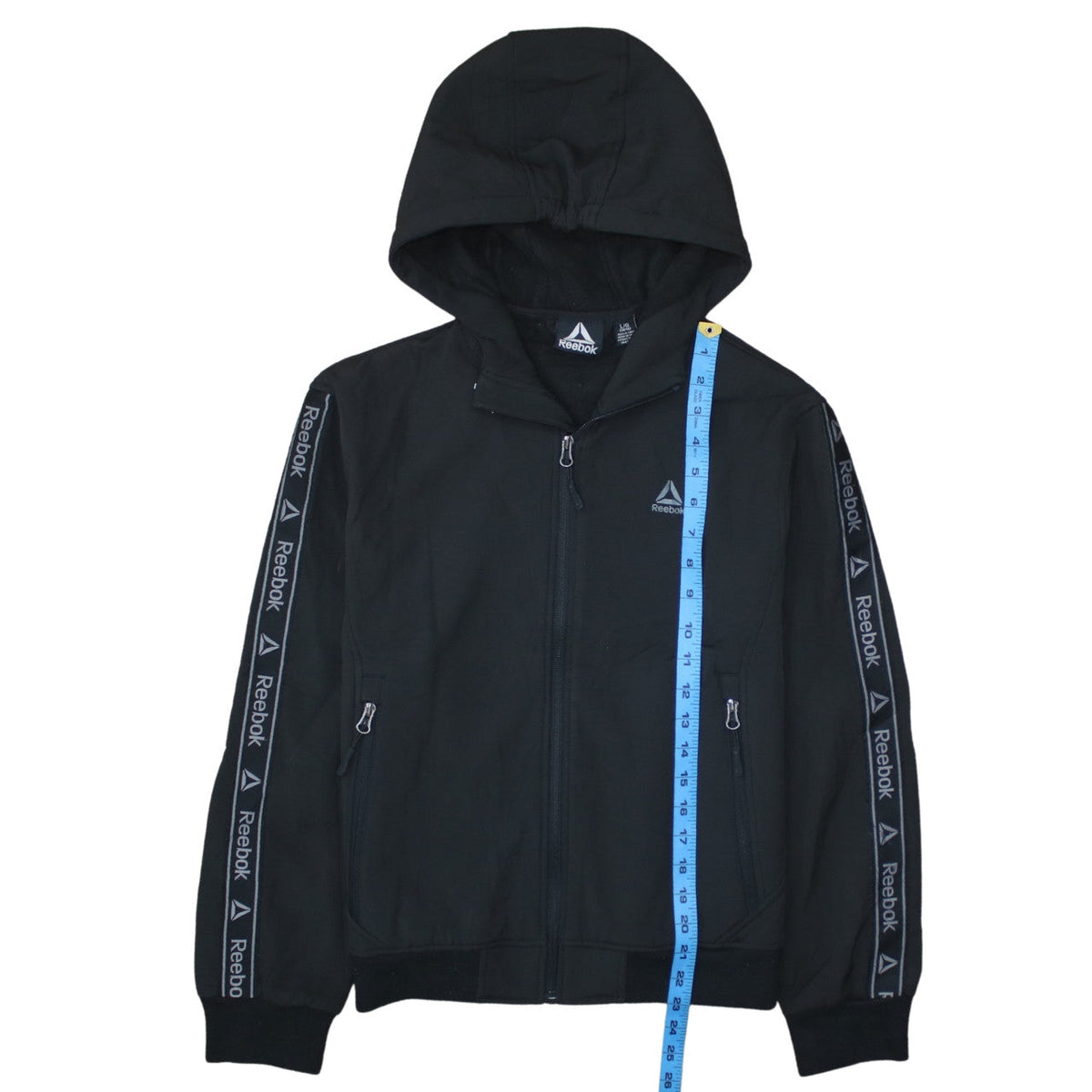 Reebok Boys Black Full Zip Hoodie 14-16 Years Sports Logo Hooded Top